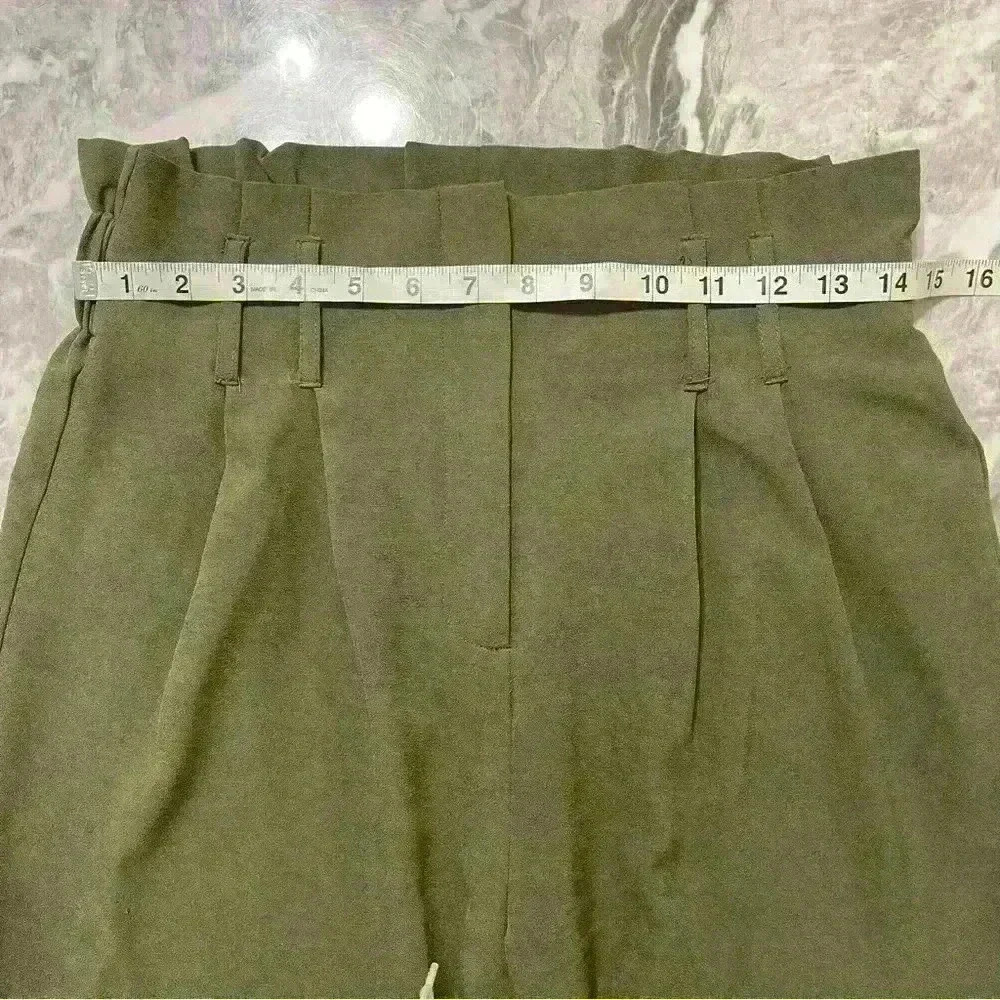 Haute Monde Green High Waisted Pleaded Belt Pants Size L 95 % Polyester - Picture 7 of 9
